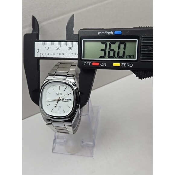 Gedi Quartz Day Date Silver Tone Cushion Case White Dial Women Watch New Battery - Picture 6 of 12